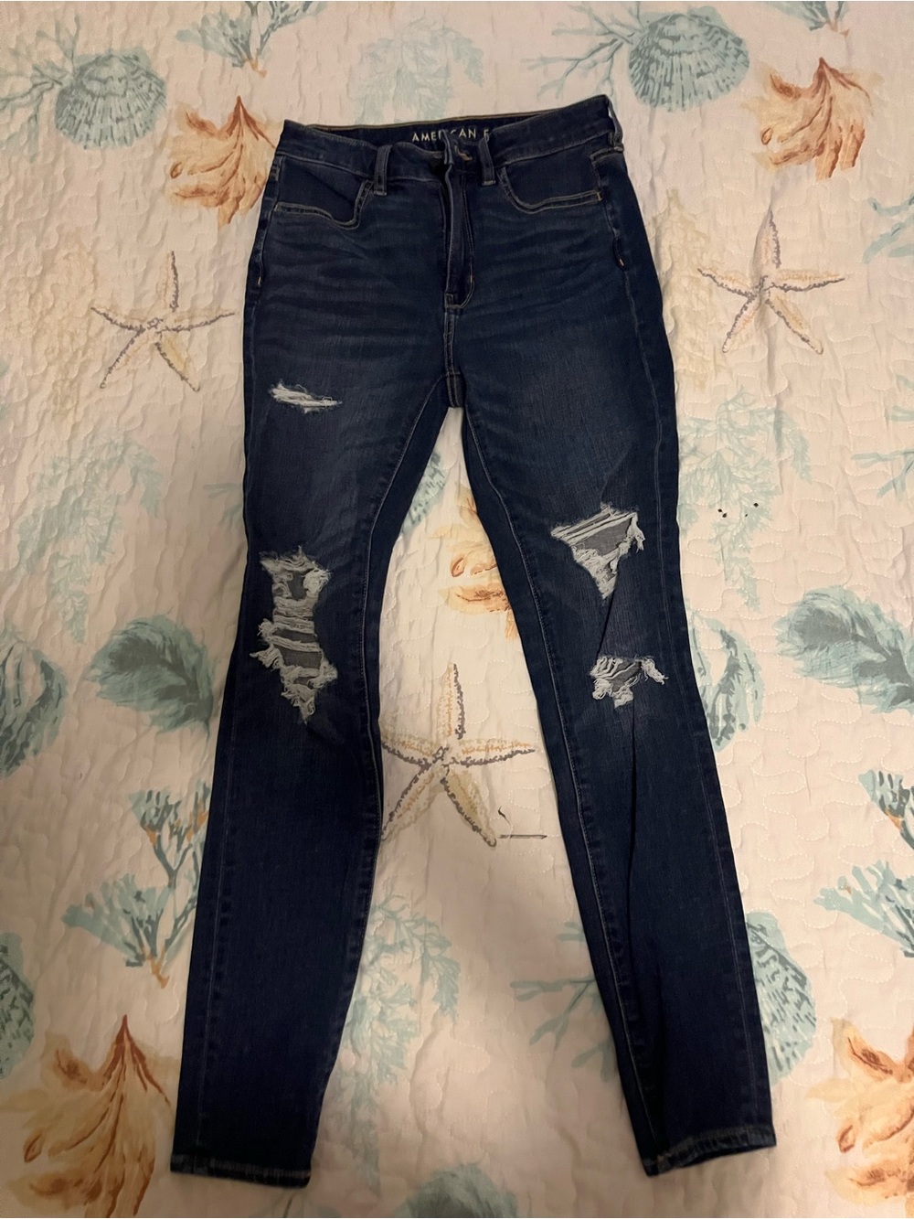 American Eagle Outfitters Dark Wash Distressed Skinny Jeans